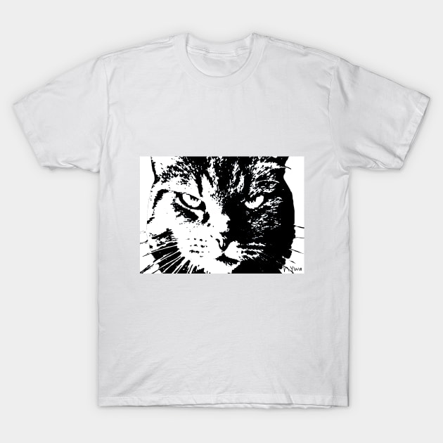 ANGRY CAT POP ART - BLACK & WHITE T-Shirt by NYWA-ART-PROJECT